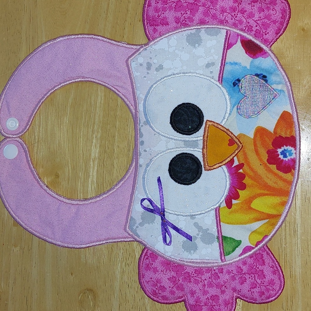 Handmade Owl Baby Bibs | Cotton | KAM Snaps | Set/Single - Picture 2 of 3